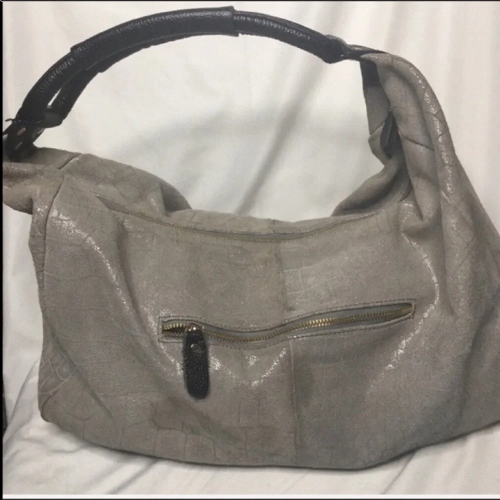 Lola Bernard Modena Croc Embossed Leather Hobo